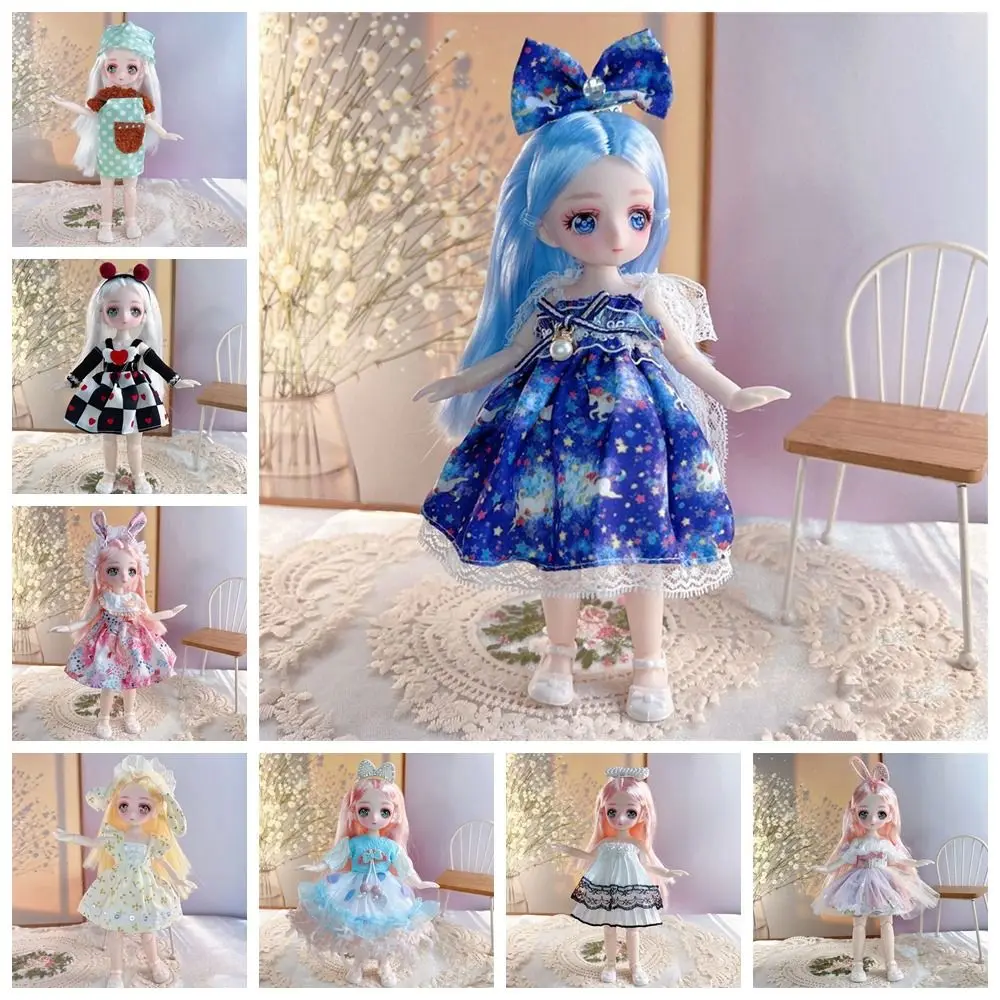 with Clothes BJD Doll 3D Eyes Dress Up Simulated Eye Hinge Doll Simulated Eye Cute Removable Joints Doll Girls Gifts