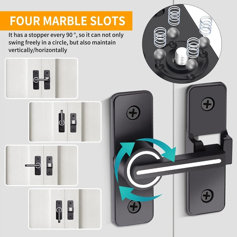 Лучший светящийся дверной замок для сарая, защелка для раздвижной двери сарая, сверхмощная защелка для ворот 180 градусов, подходящая для сада, гаража