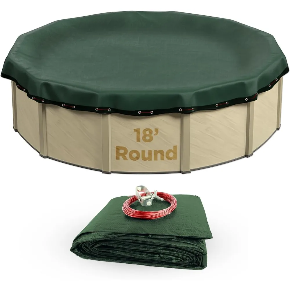 Buffalo Blizzard 18ft Round Winter Pool Cover Green Black Heavy Duty UV Cold Resistant Debris Shield Easy Install  Above Ground
