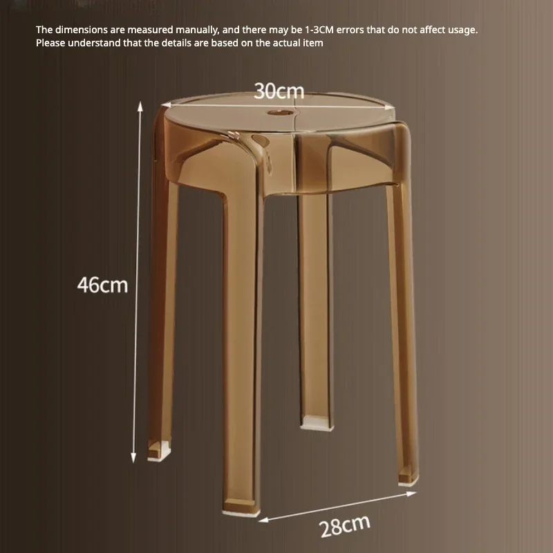 Creative Plastic Stool  Household Thickened Chairs  Transparent and Foldable Simple Round Stool  Acrylic Restaurant Chair