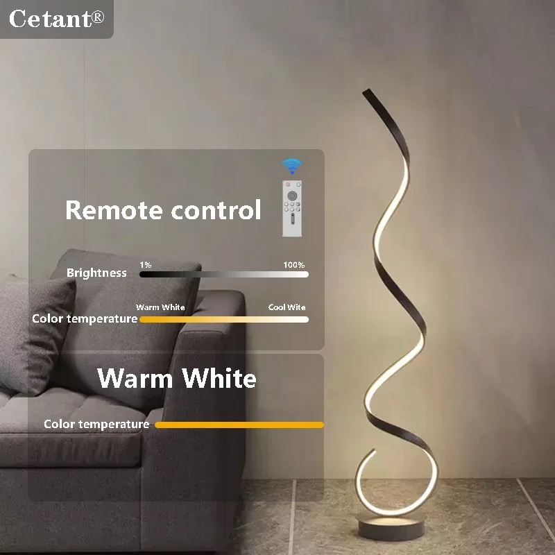 Modern LED Floor Lamp Smart Remote Control Spiral Light Bedroom Living Room Kitchen Sofa Corner Vertical Home Led Lighting Lamps