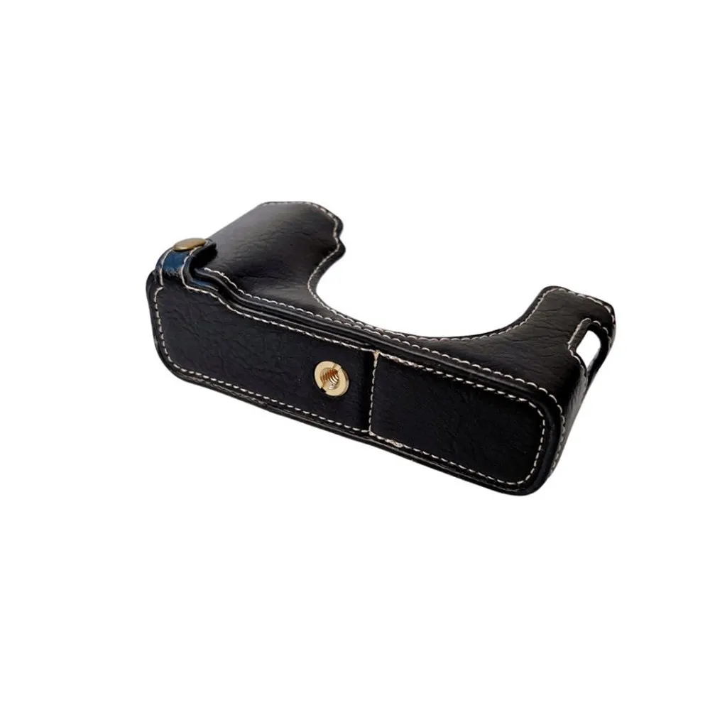 نصف حافظة للكاميرا لهاتف Fujifilm X100V X100F Buffalo Print PU غطاء حماية بفتحة سفلية من الجلد