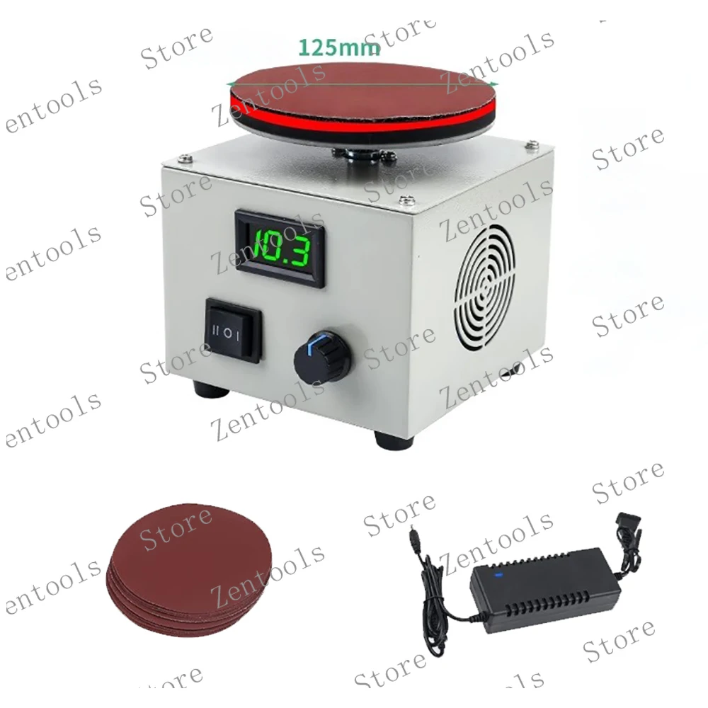 Electric Disc Sander 125mm 150W Polishing Grinding Machine Variable Speed 0-6000 RPM with 10 Sanding Discs