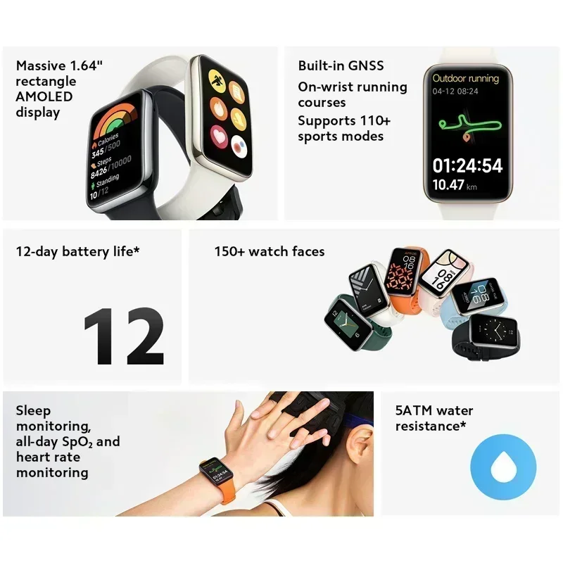 Xiaomi Smart Band 7 Pro Global Version 1.64'' AMOLED Display Built-in GPS All Day SpO2 Always On Watch Face Band 7 Pro