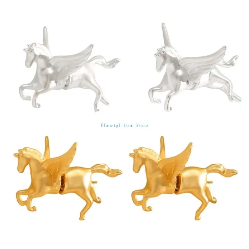652B Imaginative Flying Horse Earrings Comfort Fit Copper Jewelry Perfect Gift Choice