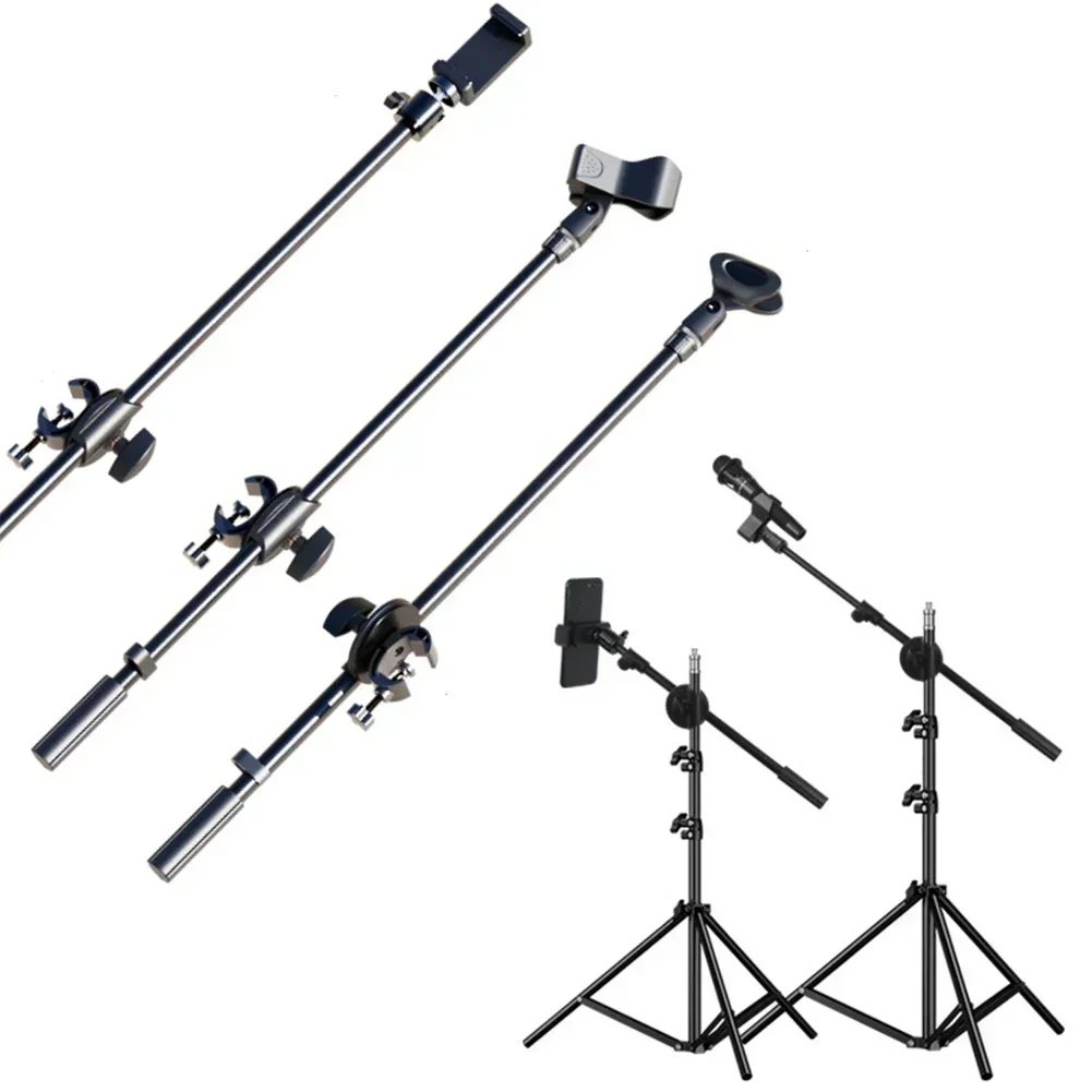 55cm Microphone Stand Crossbar Boom Metal Plastic Floor Short Mobile Phone Rotating Video Bracket Rotating Desk Stand Holder Cli