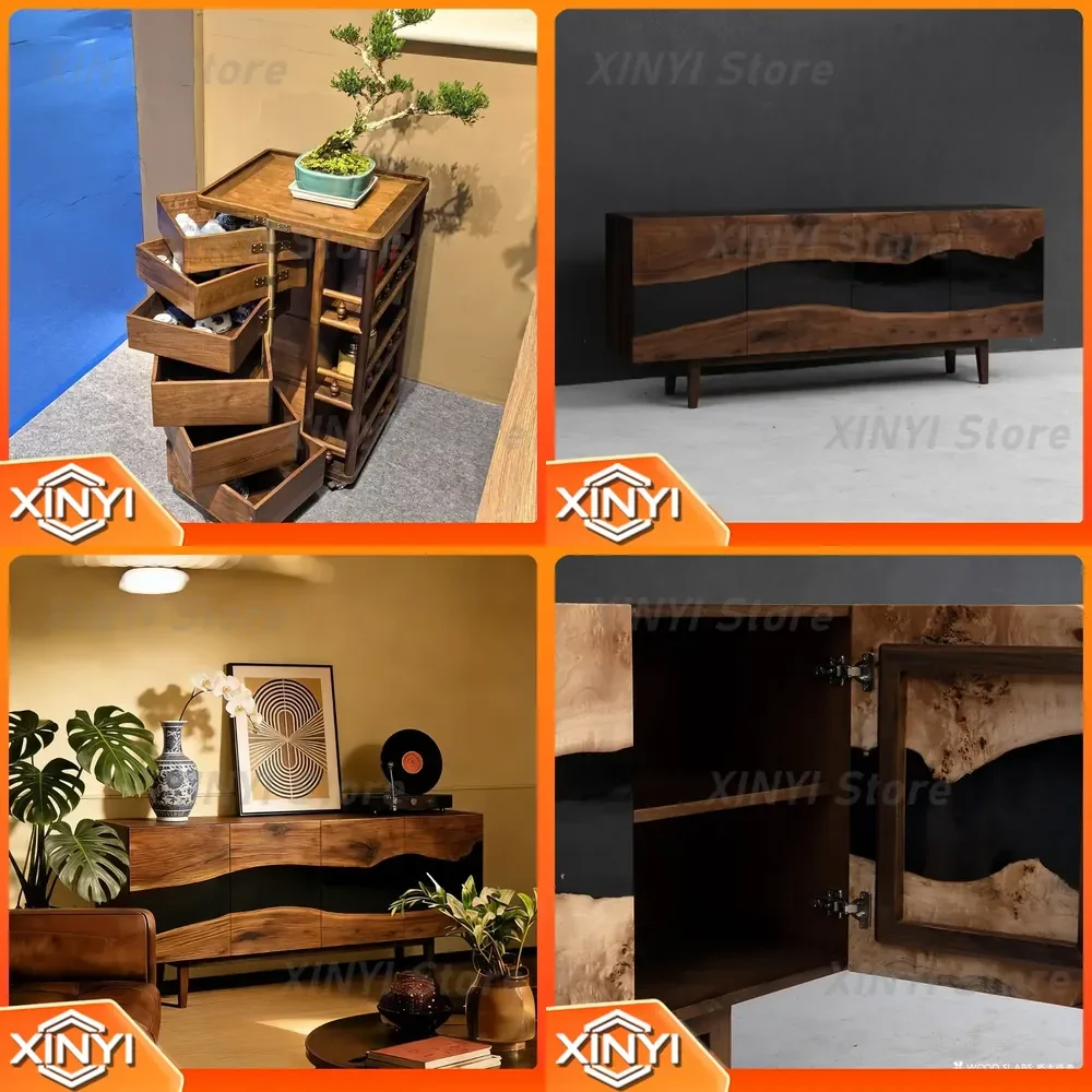 Deadwood Legend Yijing for Living Room Side Cabinet for Dining Room Storage Cabinet for Medieval Entrance Hall White Oak Log
