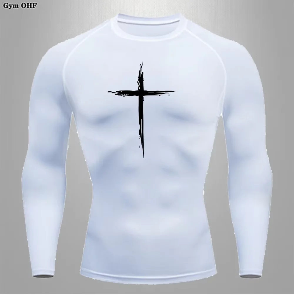 Cross Men's Shirts Tight Clothes High Bounce Speed Dry Sportswear Long Sleeved Tee Mountaineering Sweat Absorption  Jujitsu Top