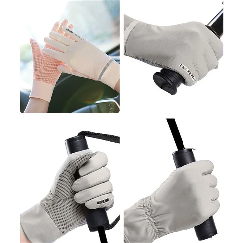قفازات واقية من الشمس مضادة للأشعة فوق البنفسجية للنساء ، حرير ثلجي ، شبكة رقيقة ، تنفس ، يمكن فتحها ، قيادة بأطراف الأصابع ، أزياء السيدات ، الصيف #5