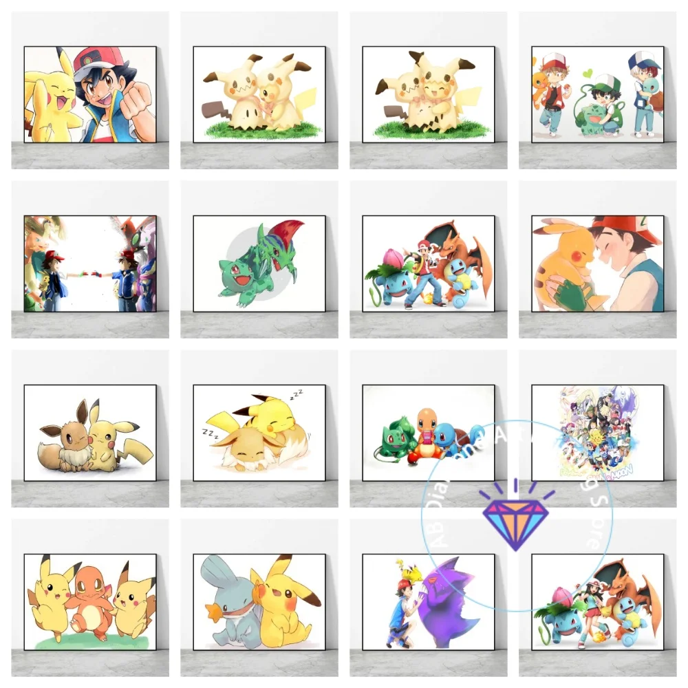 

Warm and Cute Pokemon Pikachu Gengar Square Round AB Diamond Painting Kit 5D DIY Cross Stitch Handmade Crafts Home Decor Gift