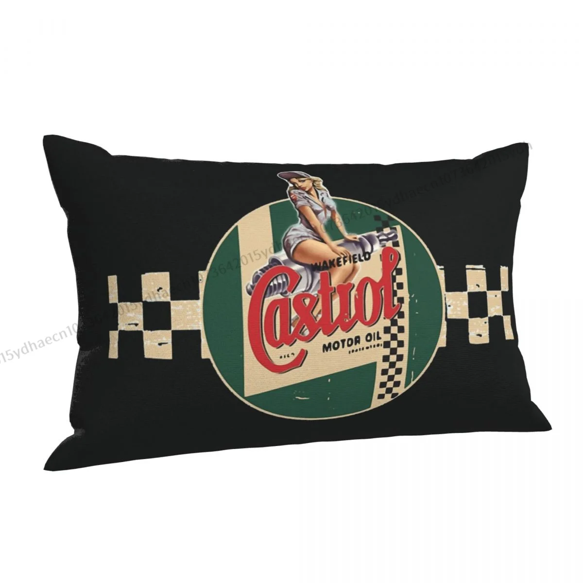 Castrol Vintage Racing Stripe Pin Up Girl_68313263 Printed Pillow Case Backpack Cushions Covers Soft Sofa Decor Pillowcase