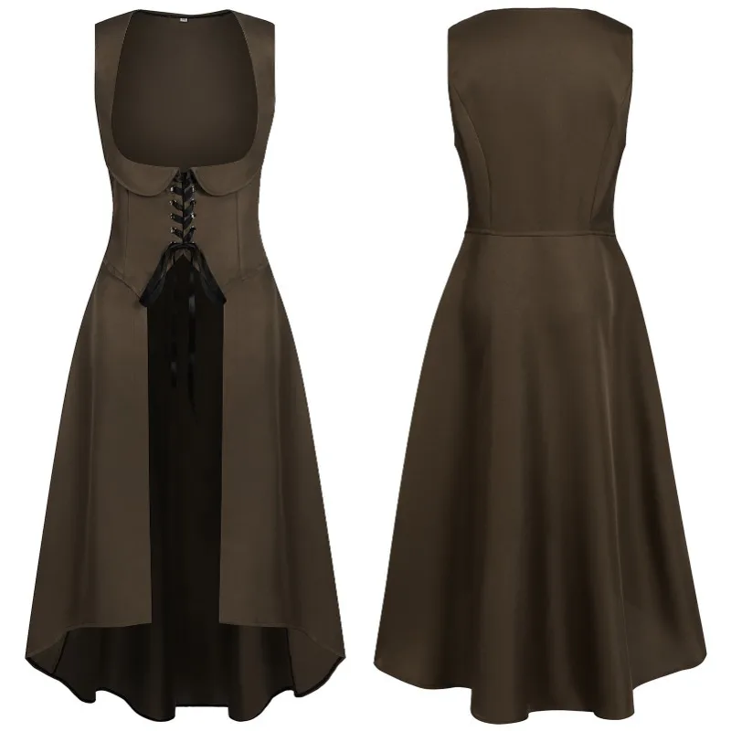 الربيع والخريف المرأة القرون الوسطى الرجعية الملابس النسائية فساتين منتصف طول تأثيري ازياء أزياء مسرحية