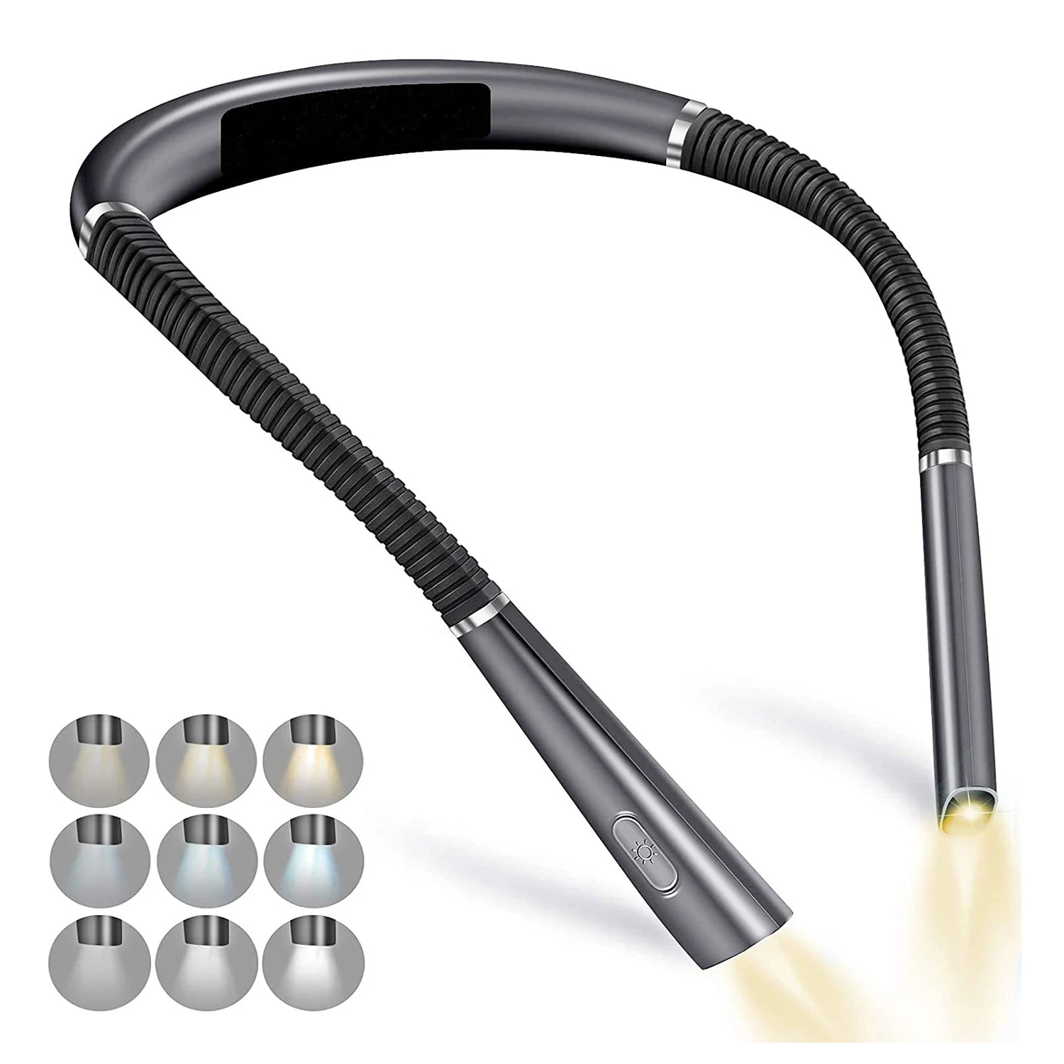 

Светодиодный светильник для чтения на шею, гибкая лампа для книг, 3 цвета, регулируемая яркость, перезаряжаемый для чтения, вязания, ремонта освещения