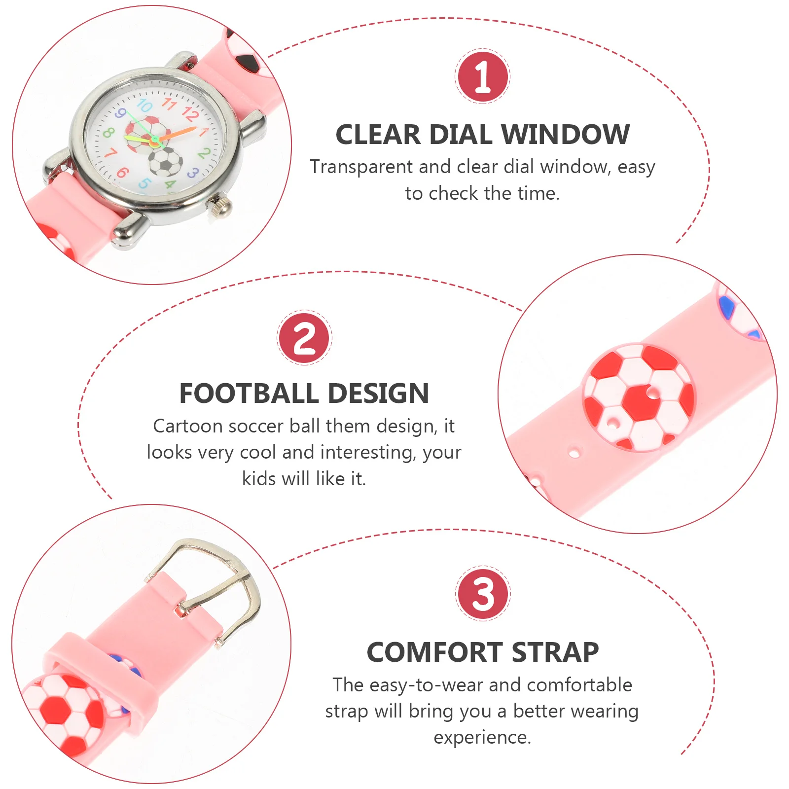 ساعة كرة القدم كارتونية رياضية كهدية عيد ميلاد ساعة تعلم متينة لـ