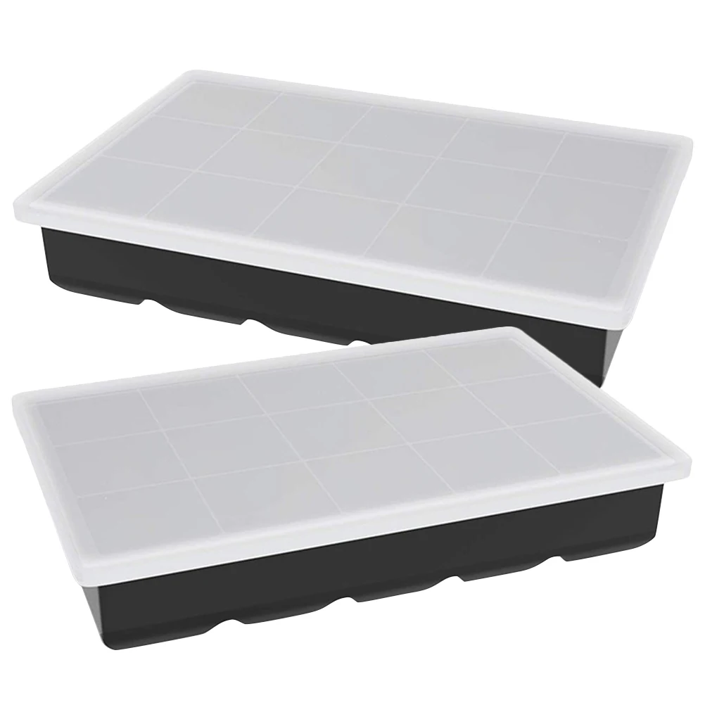 

2Pcs 15 Grid Ice Cube Tray Silicone Molds for Fruit Vegetable Baby Food Making Lid Home Bar Party Tools Ice Mold Kits