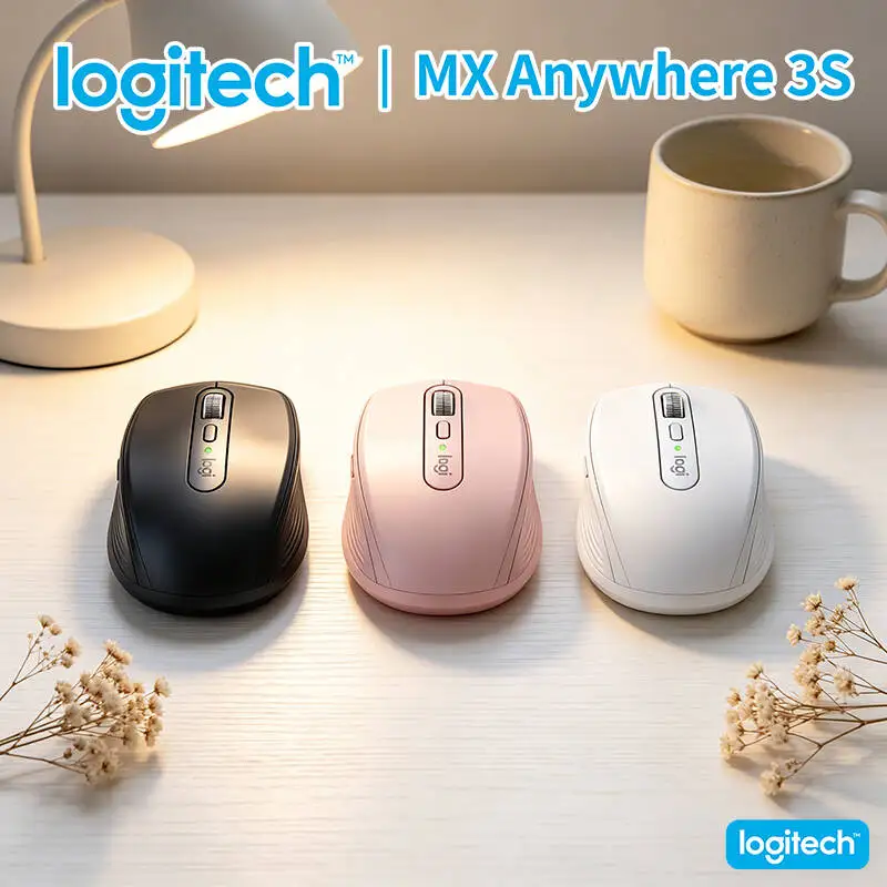 Logitech MX Anywhere 3S Portable Mouse - 8K DPI Darkfield, Hyper-Scroll, Silent Click, Travel-Ready Build for Office