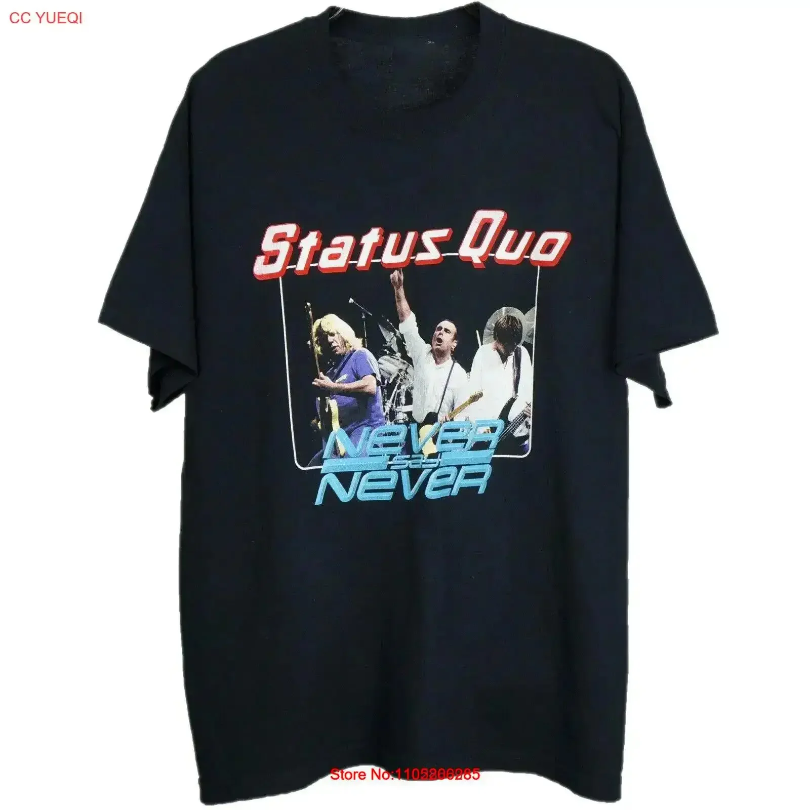 

Футболка для взрослых Status Quo Tour Never Say CS793, винтажная стираная универсальная мягкая эластичная футболка для повседневной носки, удобная стильная