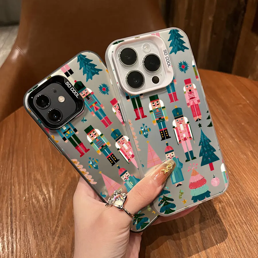 컬러풀한 호두까기 인형과 크리스마스 요소 아이폰 17에서 11 프로 맥스 플러스용 폰 케이스