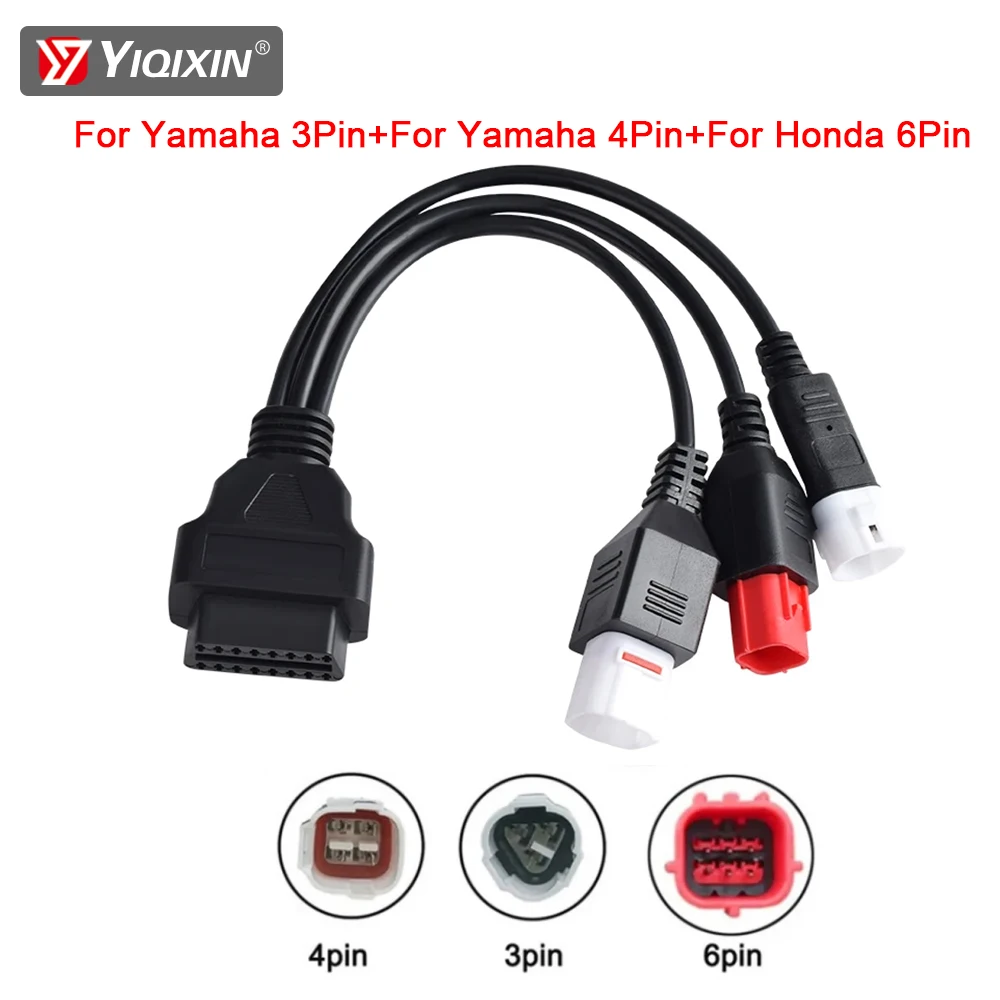 

3 в 1 мотоциклетный кабель для YAMAHA 3Pin 4Pin для HONDA 6Pin диагностический удлинительный кабель разъем OBD2 3 в 1 штекерный кабель-адаптер