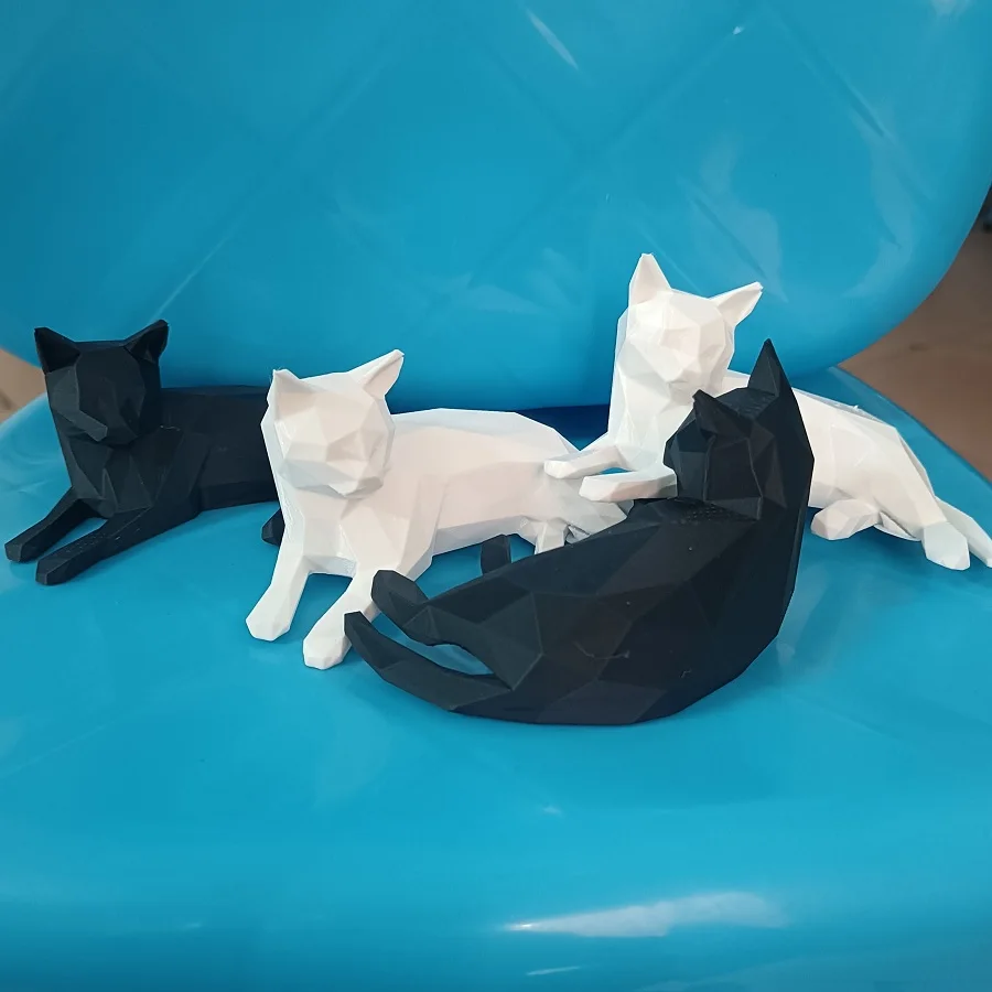 3D Printed Cat Ornaments, Geometric Rhombic Cat Models, Living Room, Study and Office Decorations, Festival Decorative Gifts