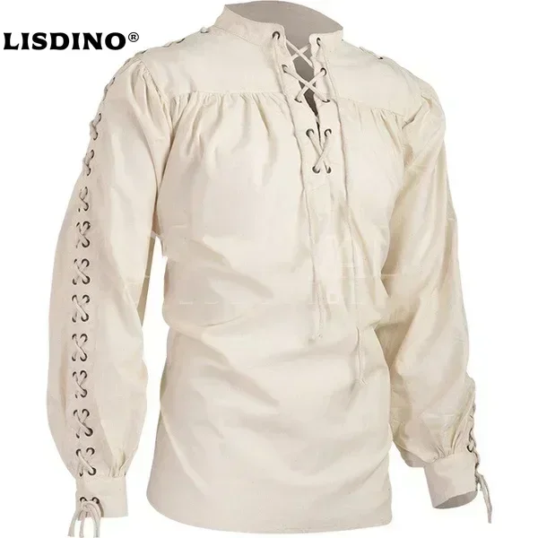 Disfraz de guerrero de caballero Medieval para hombres adultos, Túnica verde, ropa de caballero normano, camiseta trenzada de pirata sajona para hombres