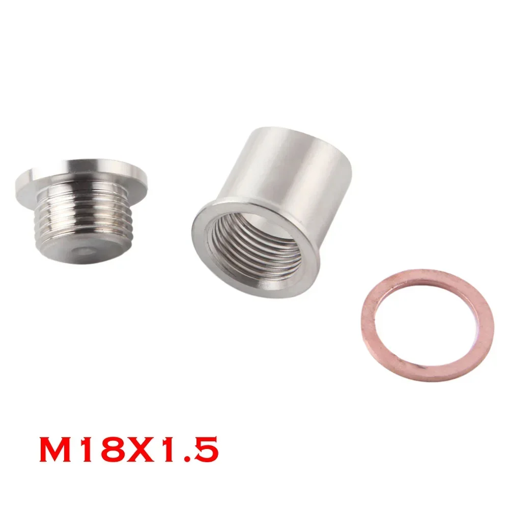 

M18x1.5 Universal O2 Oxygen Sensor Stepped Mounting Boss And Plugs Stainless Steel Adapter Nut Bung