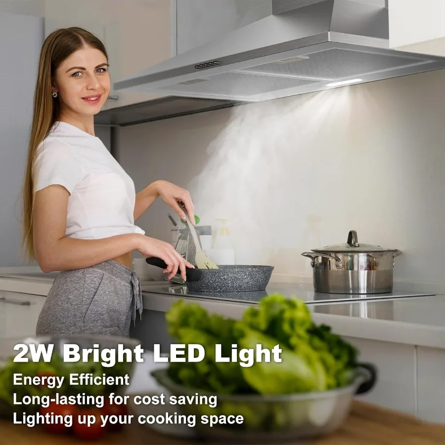 شفاط المطبخ على الحائط 30 بوصة مع 450 CFM مروحة عادم عالية الأداء تصميم قابل للتحويل بدون أنابيب للمطبخ الفعال