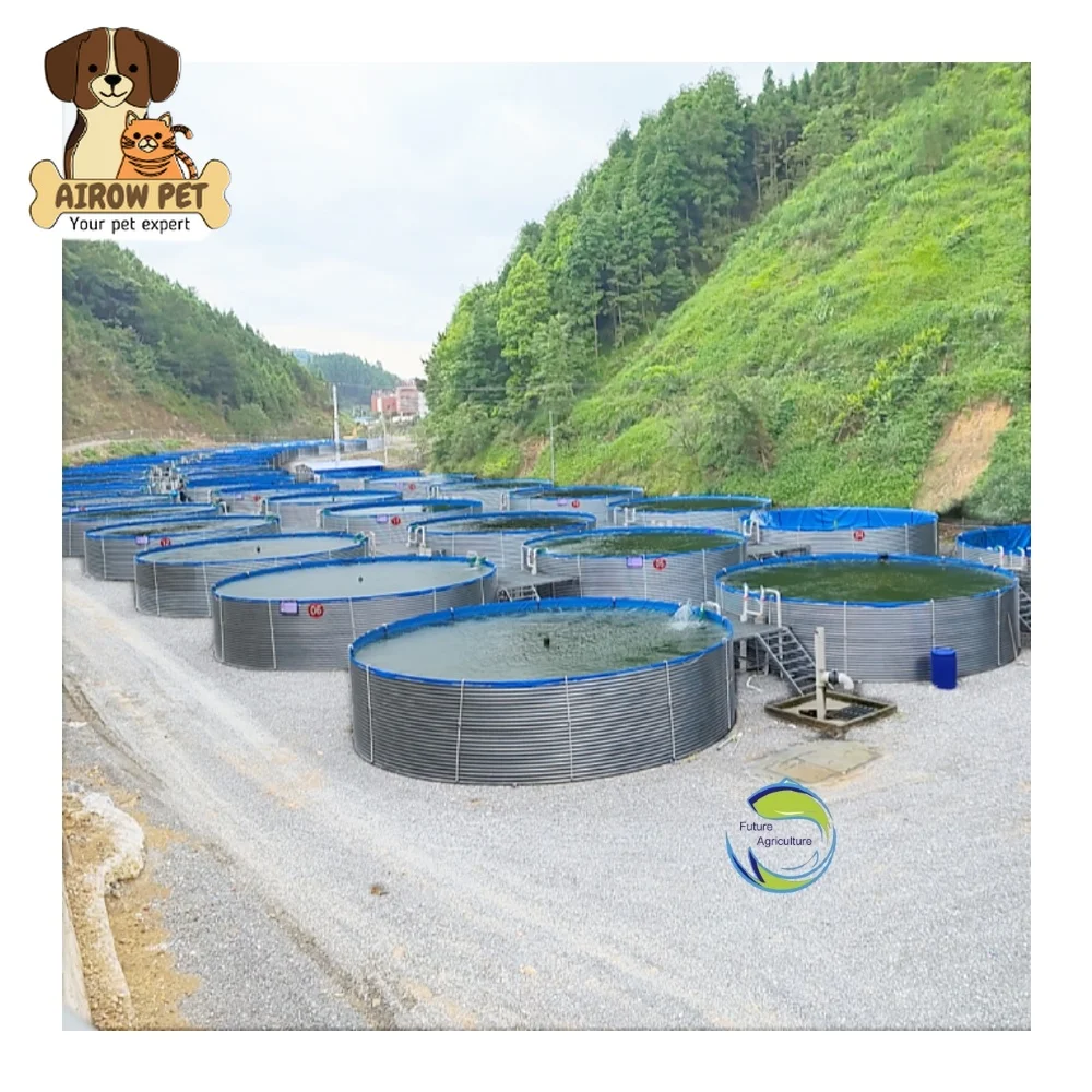 AIROW 2025 Complete Breeding Tilapia Circular Tarpaulin Farm Fish Pond Basin Tank Commercial Fish Farming Tanks