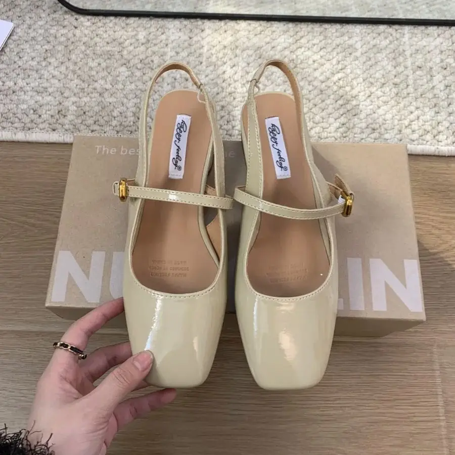 Baillamos Summer New Women Sandals Fashion Shallow Slip On Ladies Mary Jane Shoes Low Heel Elegant Dress Slingback Shoes Size40