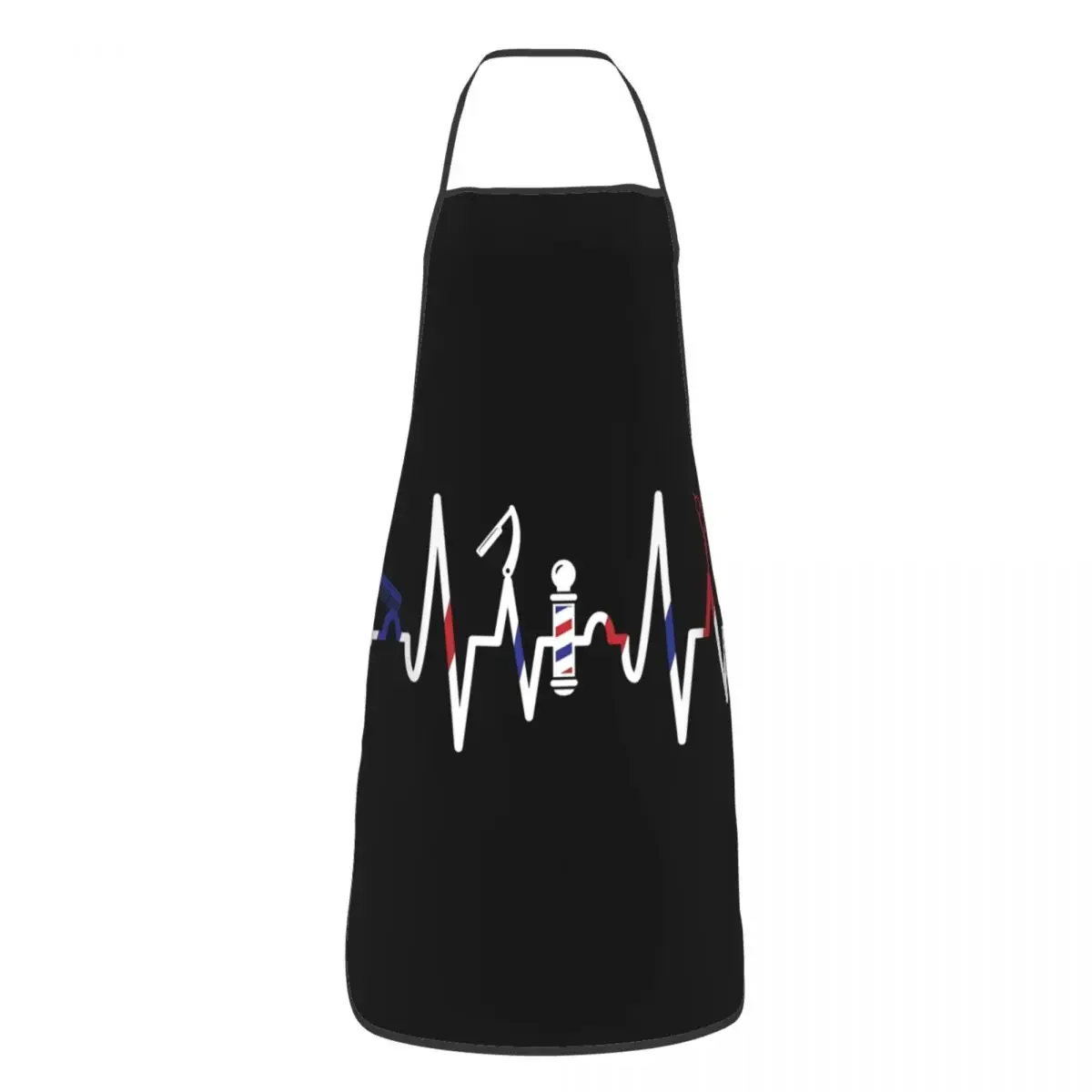 Barber Heartbeat Graphic Bib Apron Adult Women Men Chef Tablier Cuisine for Cooking Kitchen Hairdresser Scissor Razor Design