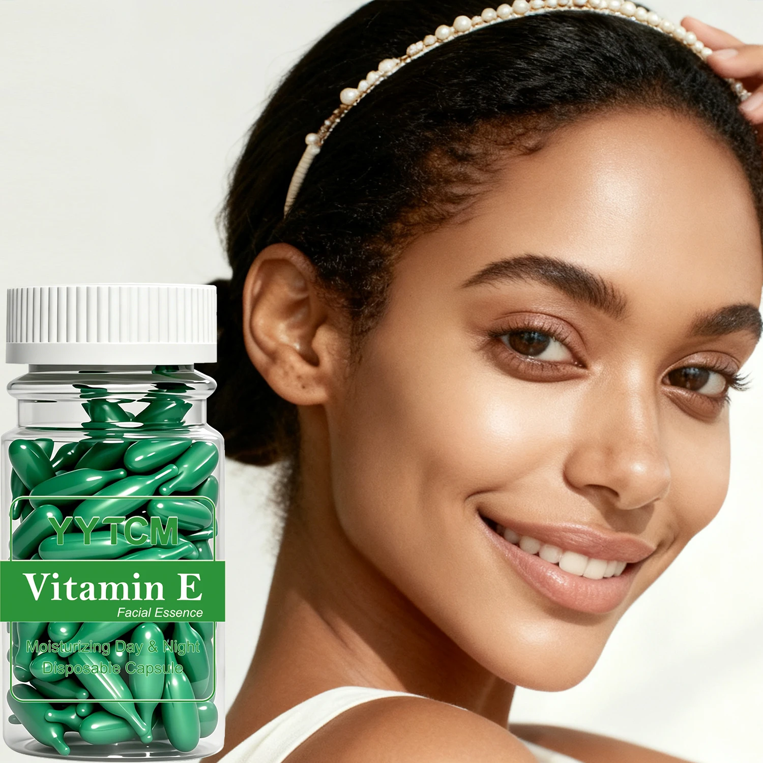 Vitamin E Deep Moisturizing Capsule Essence, Hydrates and Smooths the Skin, Contains Plant-Based Squalane, Vitamin C, Deep Hydration and Brightening Skin Essence 18count/30count/50count/90count/120count/180count