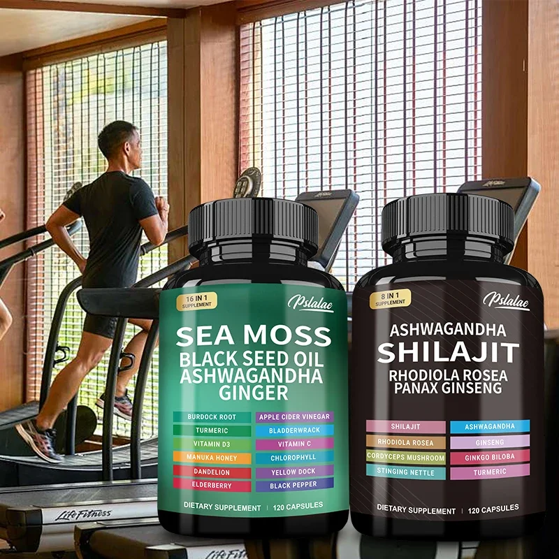 

Shilajit + Sea Moss Capsules - Supports Bone and Digestive Health, Promotes Absorption, Enhances Energy - 2 bottles