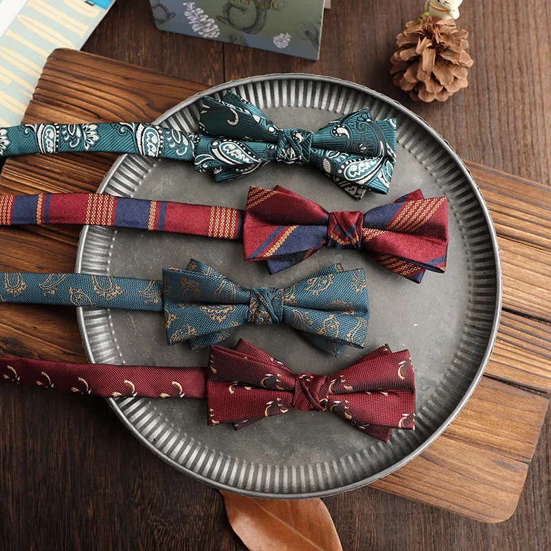 Nministériels d Papillon à Rayures Rouges et Brunes pour Adulte, Gentleman, Marié, ixde Mariage, Banquet, Style Coréen, Nouveauté