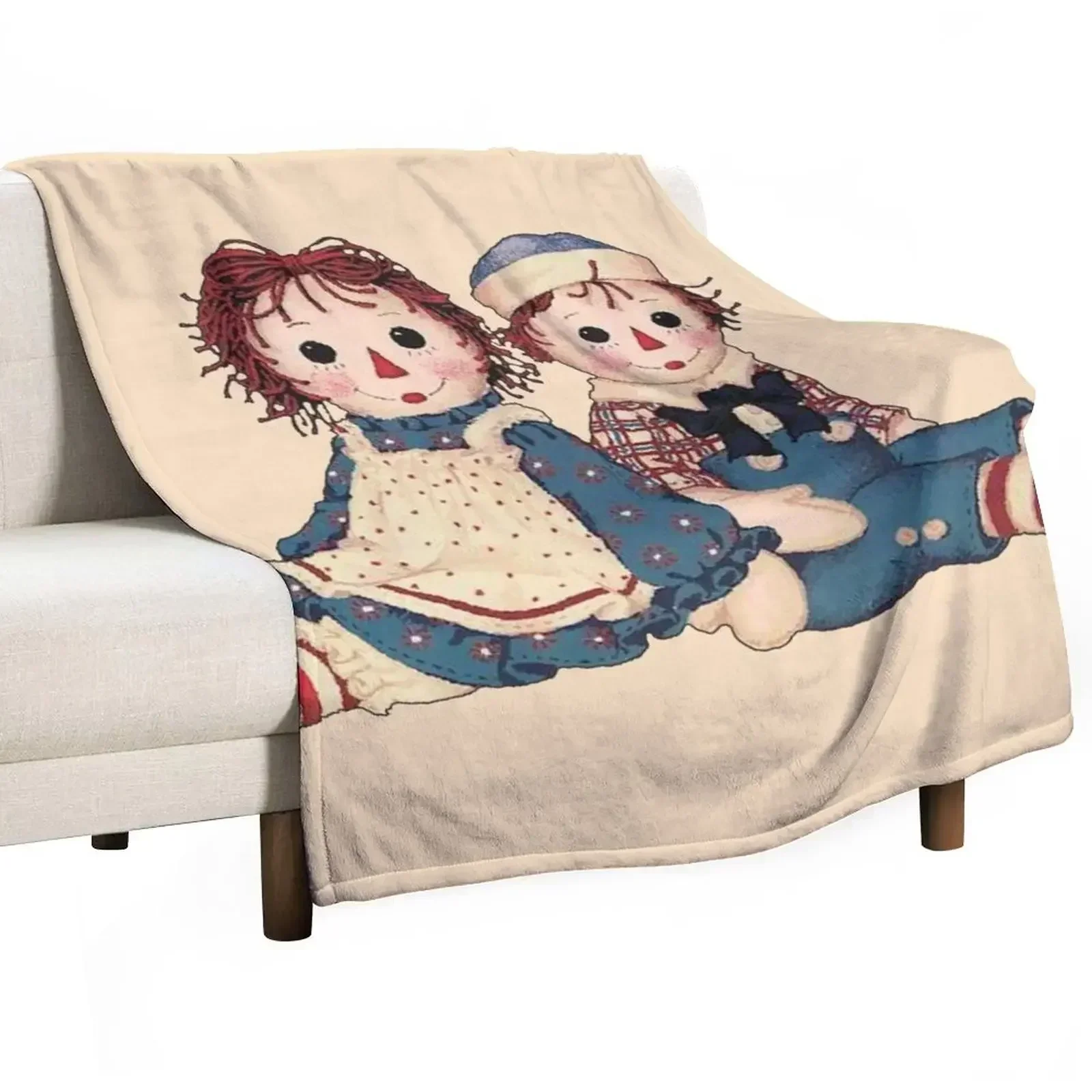 

Raggedy ann and raggedy andy Throw Blanket Nap Soft Plaid Summer Soft Blankets