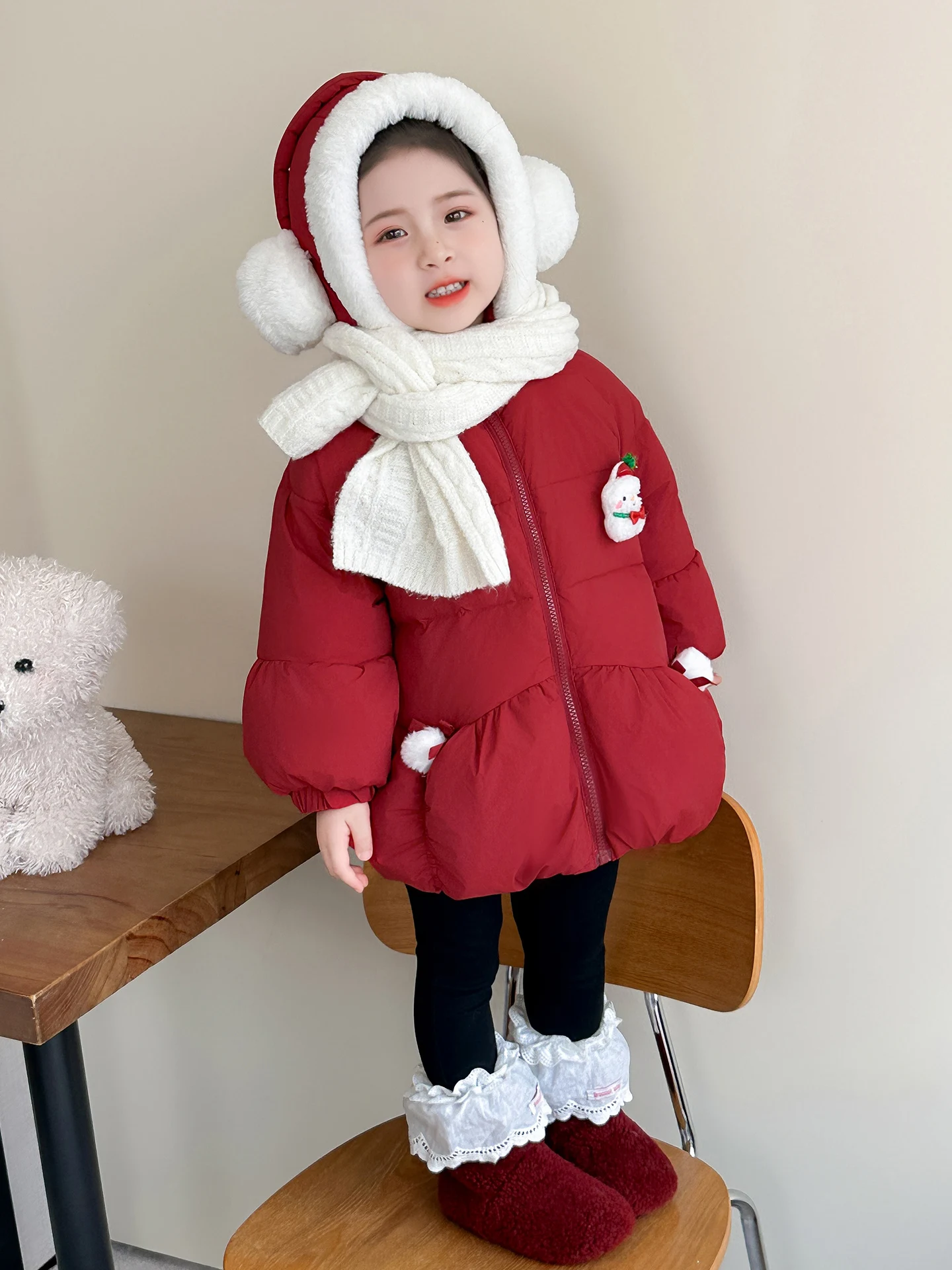 

Зимнее пальто для девочек Sli Cartoon Thiened Flower Bud, средней длины, на молнии, теплое, с длинными рукавами, верхняя одежда