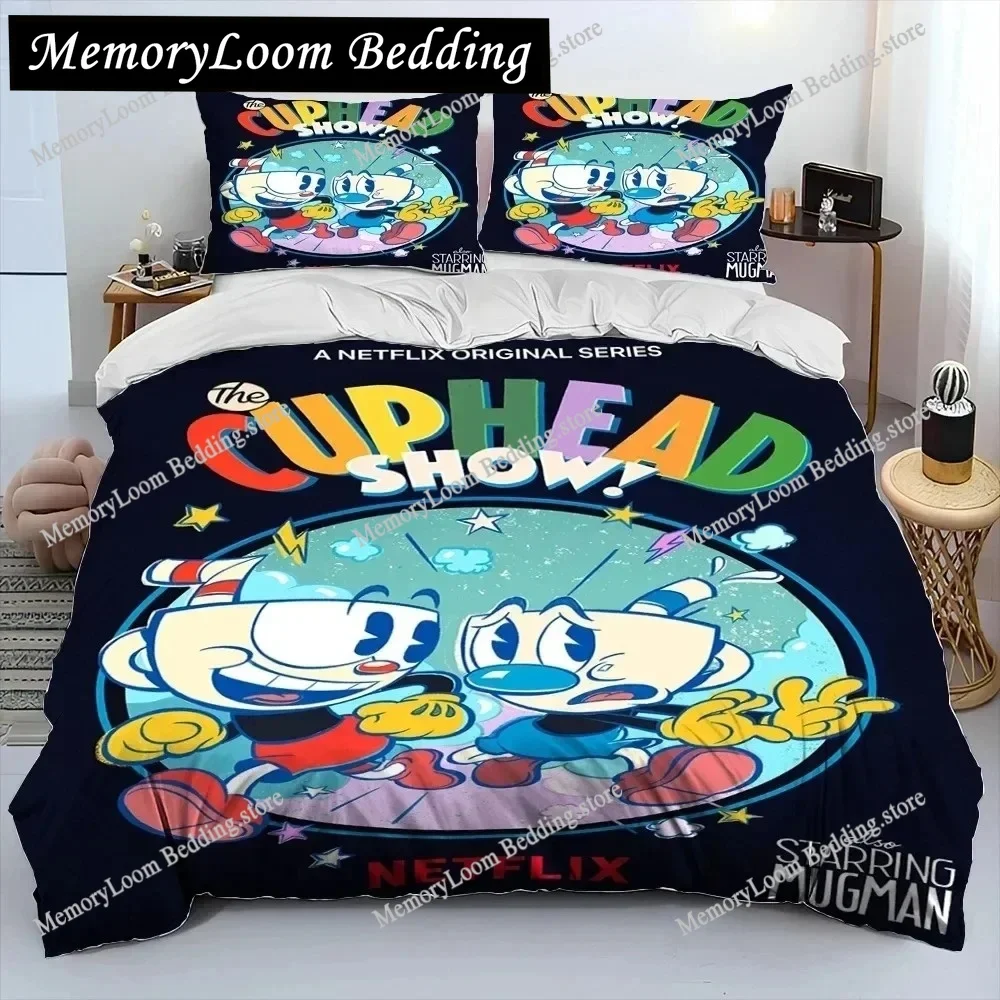 

3D Print Cuphead and Mugman,Game Gamer Comforter Bedding Set,Duvet Cover Bed Set King Queen Size Quilt Cover with Pillowcase