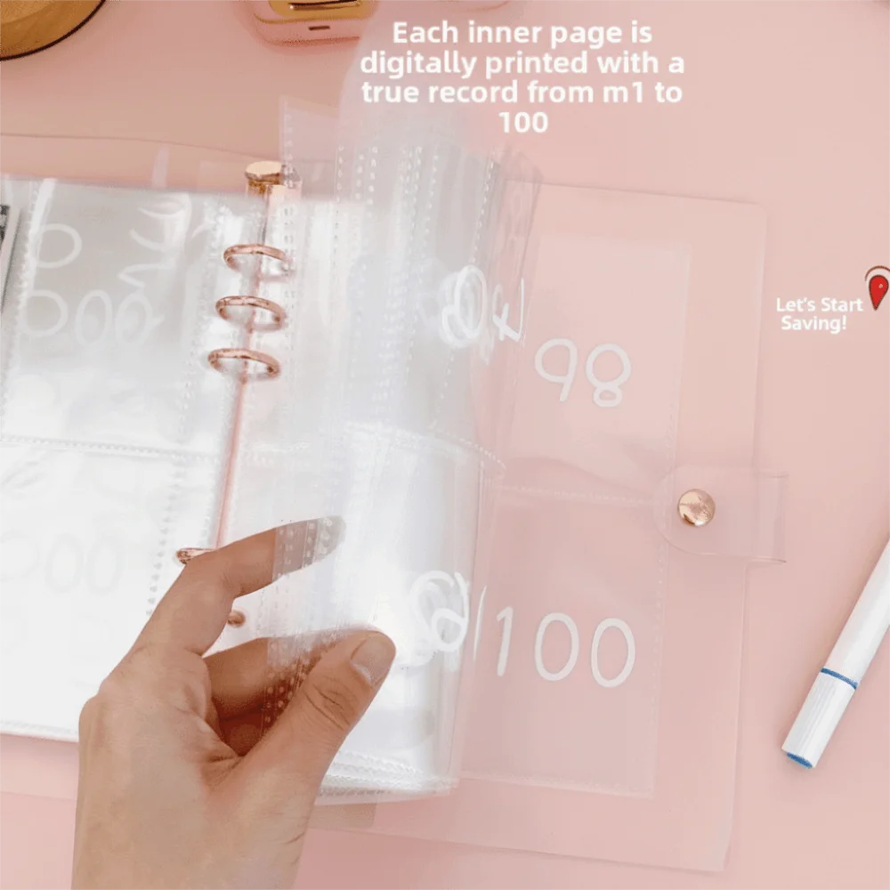 Gestione finanziaria 100 buste Sfida di risparmio 100 buste Raccoglitore a fogli mobili Raccoglitore per risparmiare denaro Risparmio di denaro
