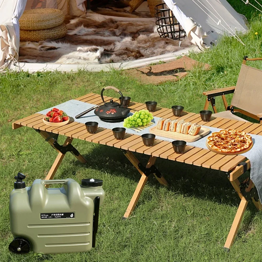 

28L Outdoor Portable Car Water Storage Box No Leakage with Faucet & Wheel Camping Water Storage Carrier for Camping Outdoor BBQ