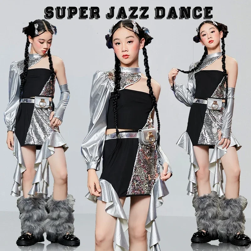 

Fashion Kids Cool Hip Hop Clothing Group Performance Kpop Outfit Girls Jazz Dance Costume Stage Street Dance Wear