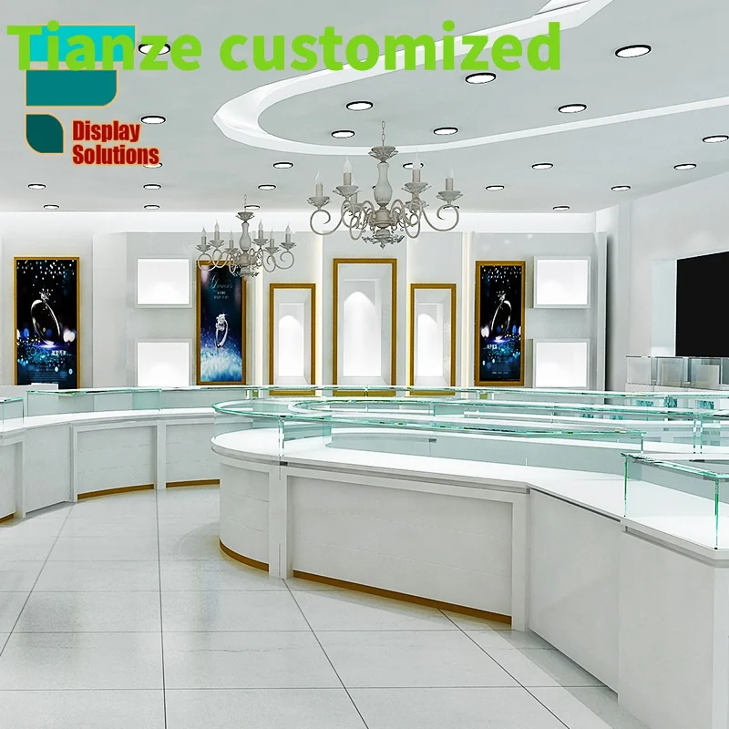 Customized-Luxury Wooden Cabinet Modern Jewelry Showcase Jewelry Store Design Jewelry Display Cabinet