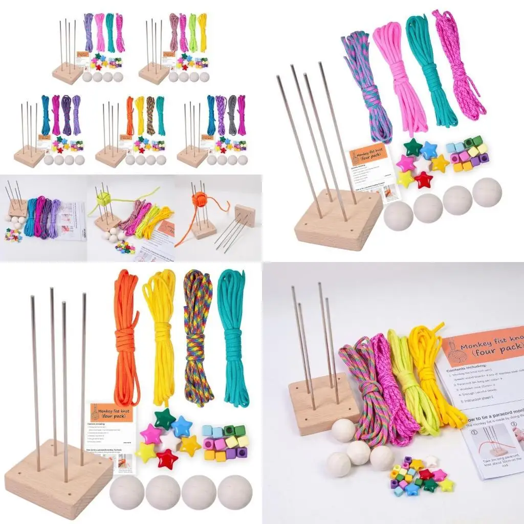 

QX2E Monkey Fist Паракорд DIY Набор Декоративные брелки Зонтик Веревка Мяч Наборы для плетения с вязальным инструментом