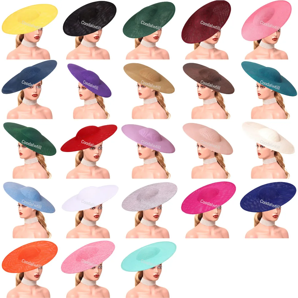 Tocado redondo de 40CM de diámetro para mujer, tocado Derby de boda, accesorios para el cabello DIY, artesanía de sombrerería Royal Ascot para mujer