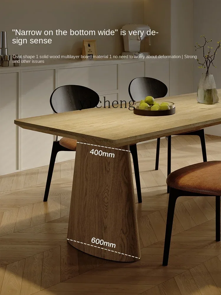 XL Roman travertine thickened rock slab dining table dining chair combination living room solid wood dining table