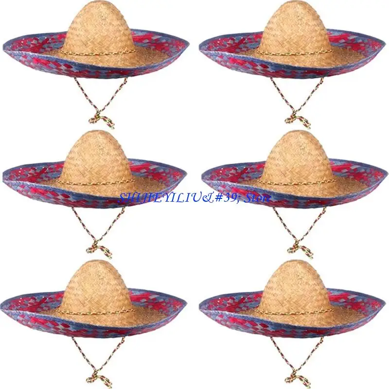 E21F Adjustable Woven Straw Sun Hat Adorned With Fashion Colorful Brims Great For Summer Adventures And Relaxation Handcrafts