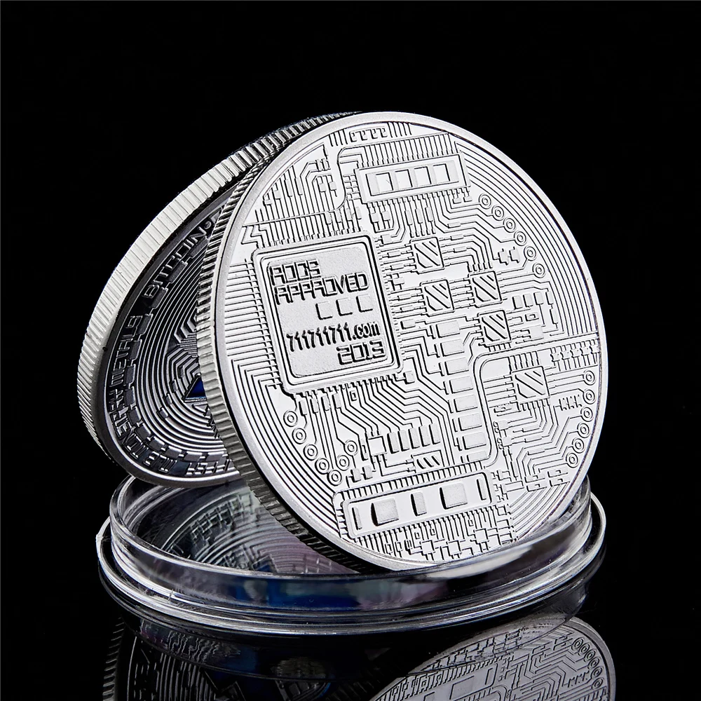 Bitcoin Collectible Silver Plated Coin Art Collection Gift Physical Casascius Bit BTC Commemorative Coins