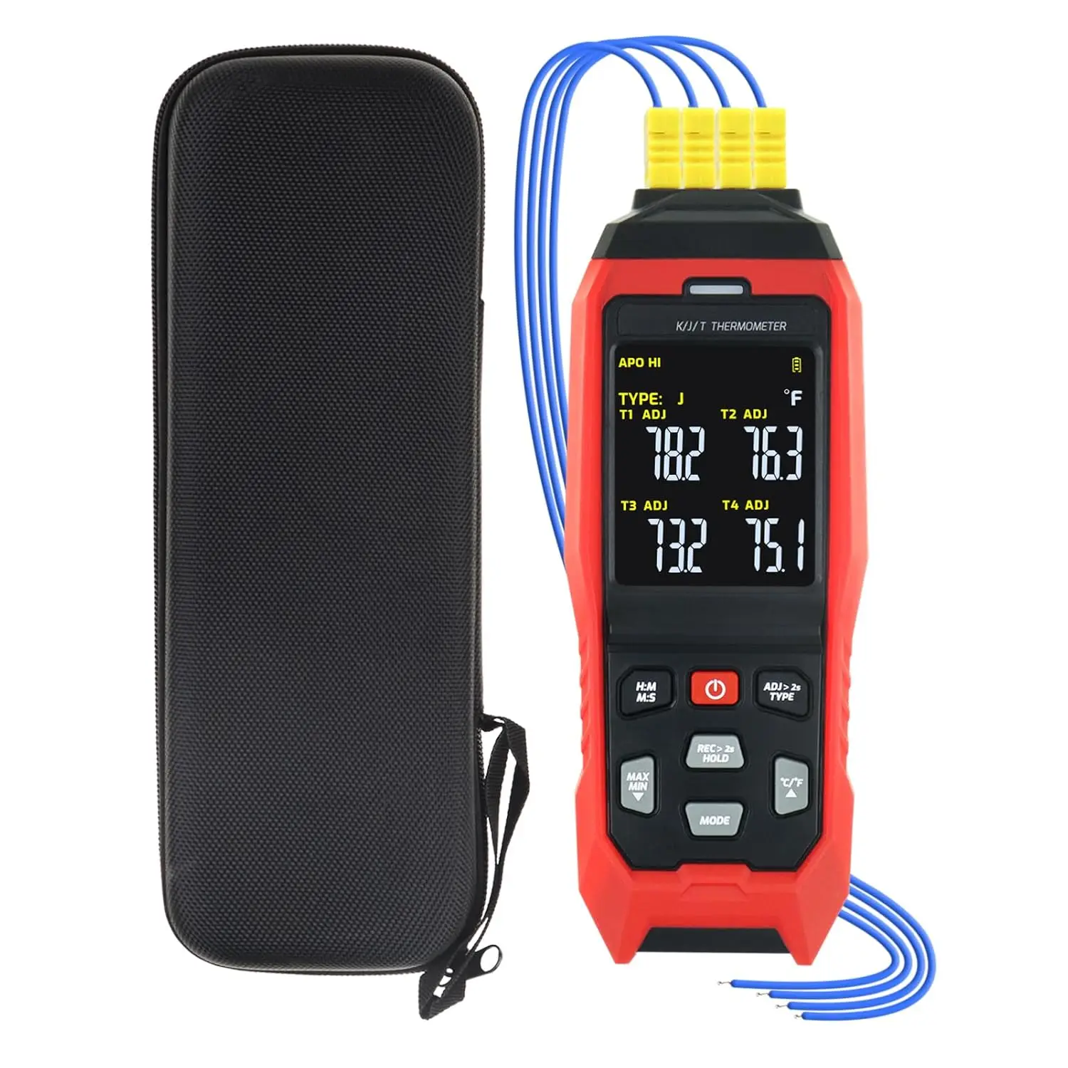 

TA612C 4 Channels K/J Type Thermocouple Thermometer -200~1372℃/ -328~2501℉ Handheld Digital LCD Temperature Meter 5000 Groups