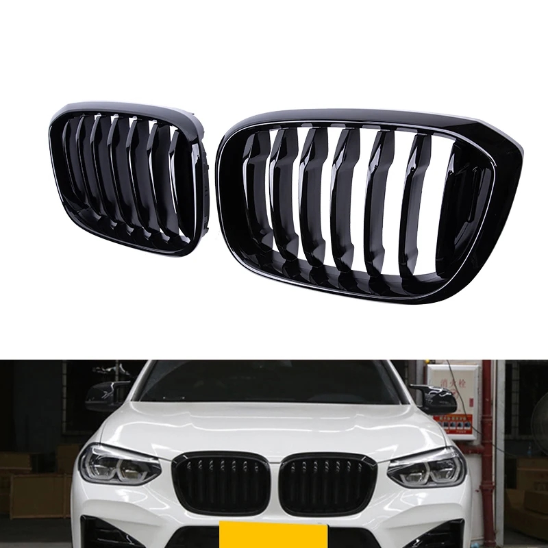 

For BMW X3 X4 G01 G02 G08 Gloss Black Grille Car Front Hood Grilles Bumper Kidney Grill Racing Grills 2018-2020 ABS Auto Grille