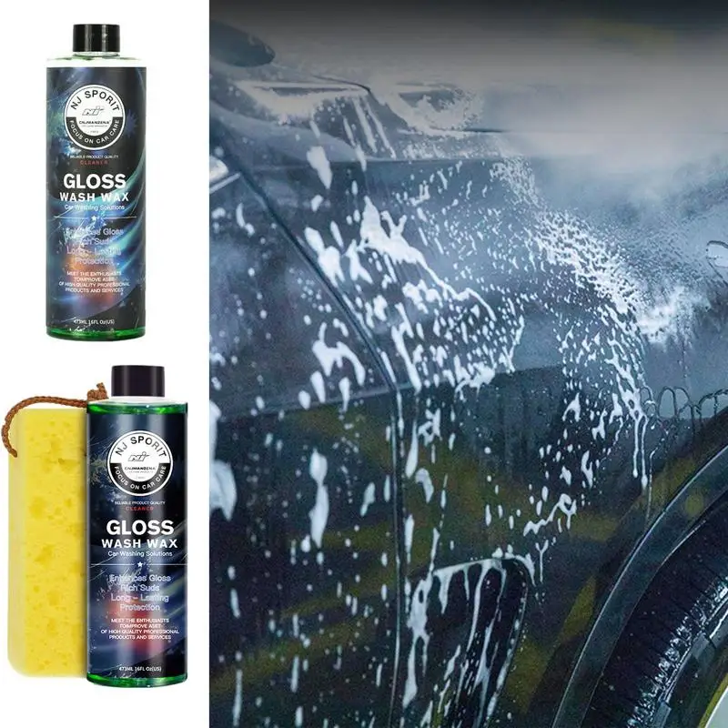 

Car Wash Wax 16Fl Oz Car Cleaning Agent Gloss Wash Wax Automotive Washing Solution Auto Wash Soap High Gloss Shine For Vehicles