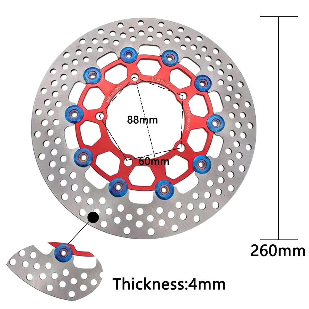 

260mm 5 Holes Rear Brake Disc Floating CNC Aluminum Alloy Rotor For RPM Calipers Fit For Yamaha BWS 50cc 100cc 125cc Scooter