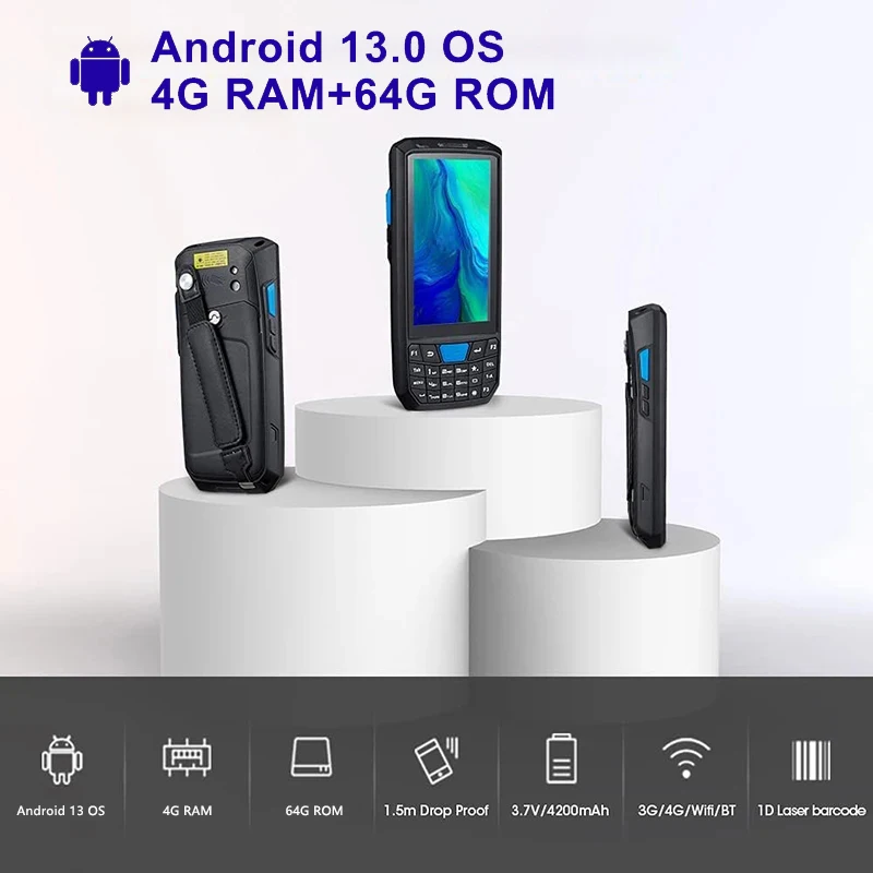 Handheld PDA Android 13 Terminal Touch Screen 2D Barcode Scanner 4G Lte Wifi Bluetooth GPS Rugged Data Collector Terminal